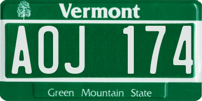 VT license plate AOJ174