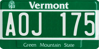 VT license plate AOJ175
