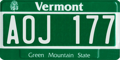 VT license plate AOJ177