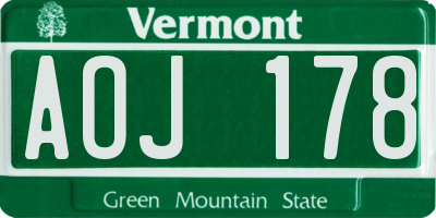 VT license plate AOJ178