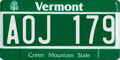 VT license plate AOJ179