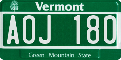 VT license plate AOJ180