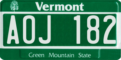 VT license plate AOJ182