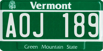 VT license plate AOJ189