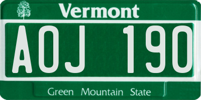 VT license plate AOJ190