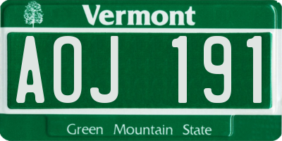 VT license plate AOJ191