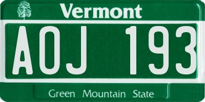 VT license plate AOJ193