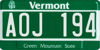 VT license plate AOJ194