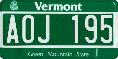 VT license plate AOJ195