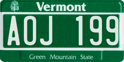 VT license plate AOJ199