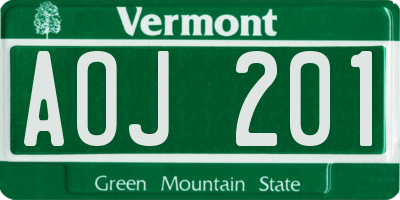 VT license plate AOJ201
