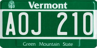 VT license plate AOJ210