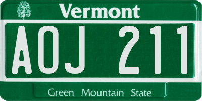 VT license plate AOJ211