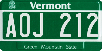 VT license plate AOJ212