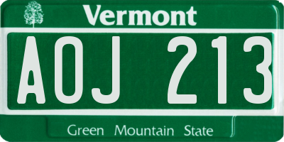 VT license plate AOJ213