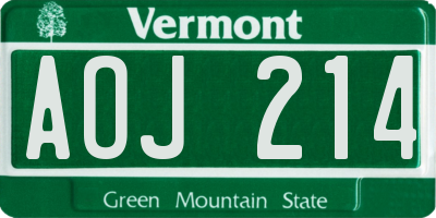 VT license plate AOJ214
