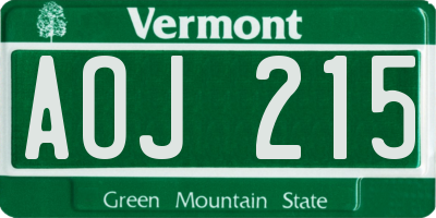 VT license plate AOJ215
