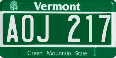 VT license plate AOJ217