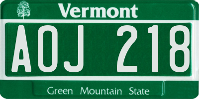 VT license plate AOJ218