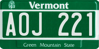 VT license plate AOJ221