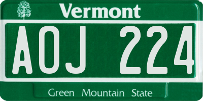 VT license plate AOJ224