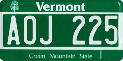 VT license plate AOJ225