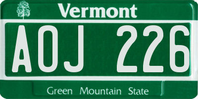 VT license plate AOJ226