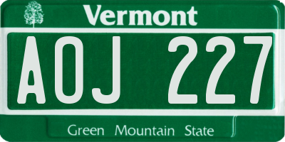 VT license plate AOJ227