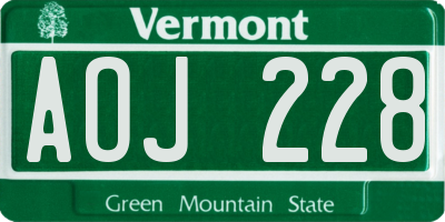 VT license plate AOJ228