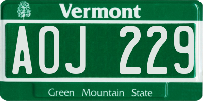 VT license plate AOJ229