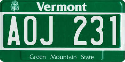 VT license plate AOJ231