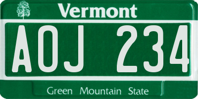 VT license plate AOJ234