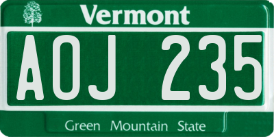 VT license plate AOJ235