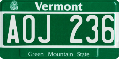 VT license plate AOJ236