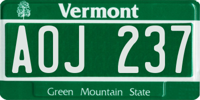 VT license plate AOJ237