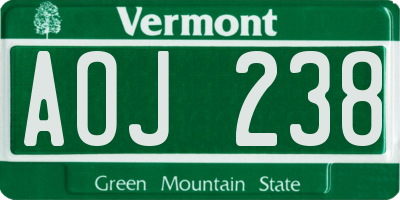 VT license plate AOJ238
