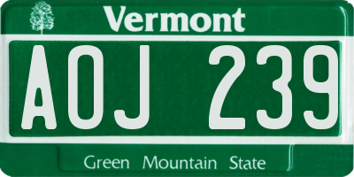 VT license plate AOJ239