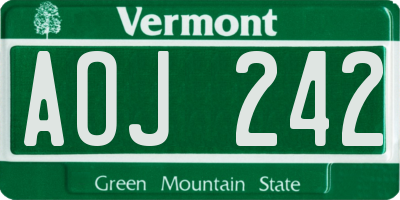 VT license plate AOJ242