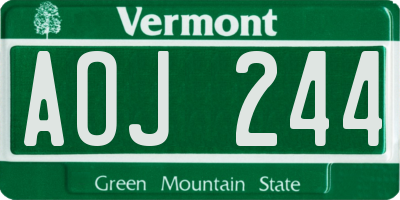 VT license plate AOJ244