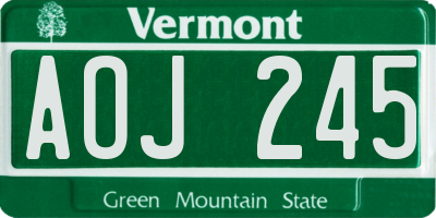 VT license plate AOJ245
