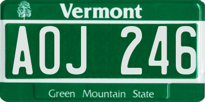VT license plate AOJ246