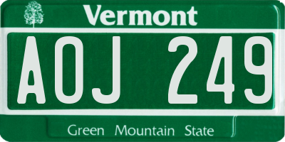 VT license plate AOJ249