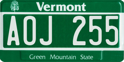 VT license plate AOJ255