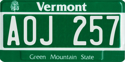 VT license plate AOJ257
