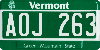 VT license plate AOJ263