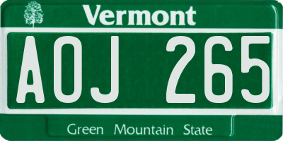 VT license plate AOJ265