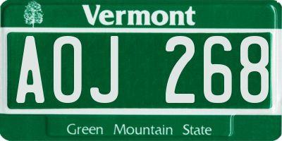 VT license plate AOJ268