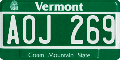 VT license plate AOJ269