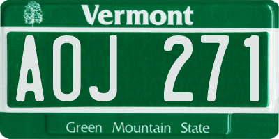 VT license plate AOJ271