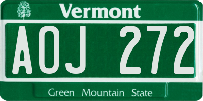 VT license plate AOJ272